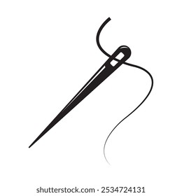 modelo de design de ilustração de vetor de ícone de agulha de costura