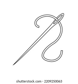 Sewing Needle Icon Vector Symbol Thread