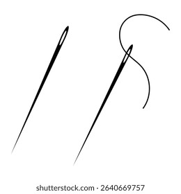 Sewing Needle icon vector. needle and thread vector icon. Sewing needle with thread glyph icon. Silhouette symbol. Vector illustration.