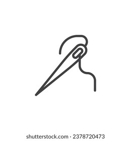 Sewing Needle line icon. linear style sign for mobile concept and web design. Needle with thread outline vector icon. Atelier symbol, logo illustration. Vector graphics