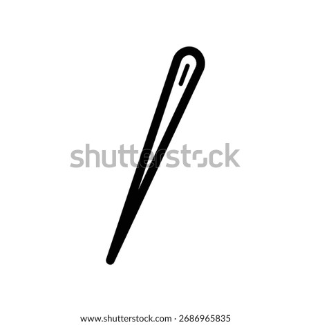 Sewing needle line icon, tailoring and handcraft tool symbol, simple outline style on white background