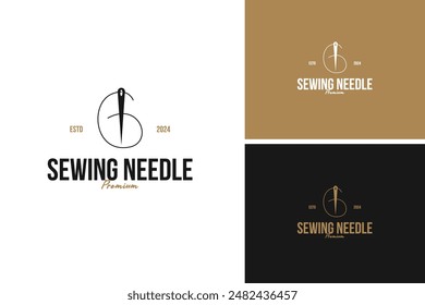 Sewing needle logo design vector illustration template idea