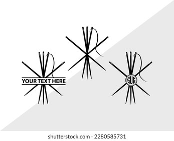 Sewing Needle Monogram Vector Illustration Silhouette