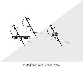 Sewing Needle Monogram Vector Illustration Silhouette