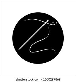 Sewing Needle With A Piece Of Thread Design Vector Art Illustration