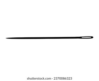 Sewing needle silhouette vector art white background