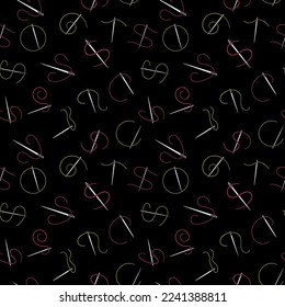 Sewing Needle simple vector seamless pattern. Handicraft concept background for Tailor