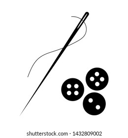 Sewing Needle with thread and button vector
