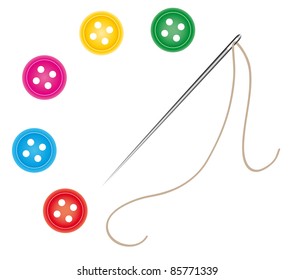 Sewing Needle And Thread With Buttons
