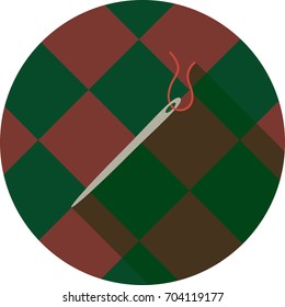 sewing needle with a thread colored icon. Needle and thread vector icon