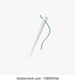 Sewing needle and thread flat icon,vector