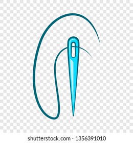 Sewing needle with thread icon in cartoon style isolated on background for any web design 