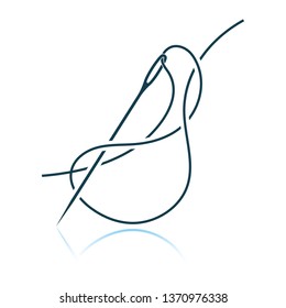Sewing needle with thread icon. Shadow reflection design. Vector illustration.