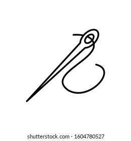 Sewing needle with thread icon. Tailoring symbol vector isolated illustration. Needle stitch icon design trendy.