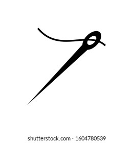 Sewing needle with thread icon. Tailoring symbol vector isolated illustration. Needle stitch icon design trendy.