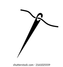 Sewing needle with thread icon. Vector illustration isolated on white background