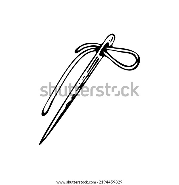 Sewing Needle Thread Line Art Tailor Stock Vector Royalty Free 2194459829 Shutterstock 