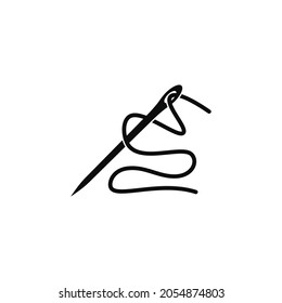 Sewing Needle thread minimal logo icon sign vector illustration. Isolated object on white background