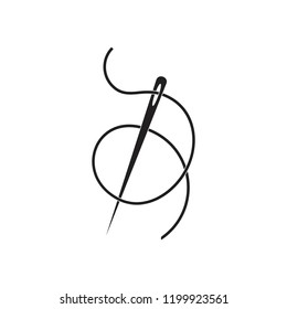 sewing needle thread monogram logo vector