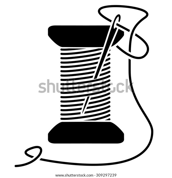 Sewing Needle Thread Spool Silhouette Stock Vector (Royalty Free) 309297239