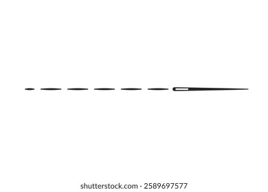 A sewing needle and thread with a stitch line vector