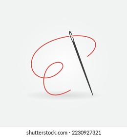 Nähen der Nadel Vektorsymbol. Concept Needlework Symbol für Dressmaker und Schneider