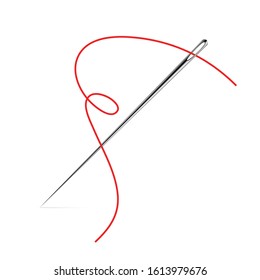 Sewing Needle vector icon. Thread vector sew tailor logo. isolated needle illustration.