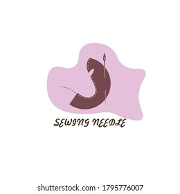diseño del logotipo de la ilustración del vector de la aguja de coser