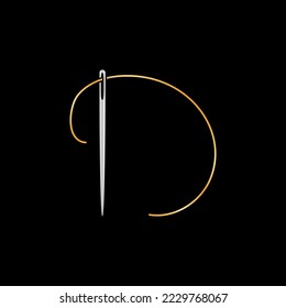 Sewing Needle with Yellow Thread vector icon. Handicraft concept colored symbol for Tailor