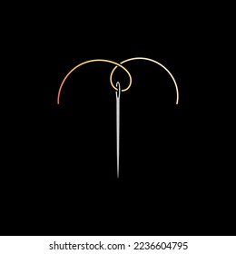 Sewing Needle with Yellow Thread vector icon or logo element
