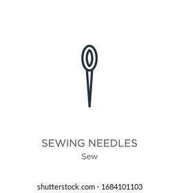 Sewing needles icon. Thin linear sewing needles outline icon isolated on white background from sew collection. Line vector sign, symbol for web and mobile