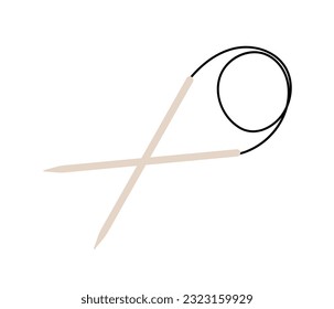 Sewing needles sticker concept. Thread for sewing and needlework, handmade. Sticker for social networks and messengers. Cartoon flat vector illustration isolated on white background