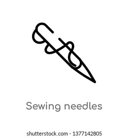 sewing needles vector line icon. Simple element illustration. sewing needles outline icon from sew concept. Can be used for web and mobile