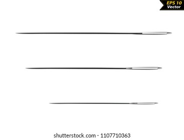 Sewing needles in a vector on a white background.Needles for sewing logo in vector.Photorealism.