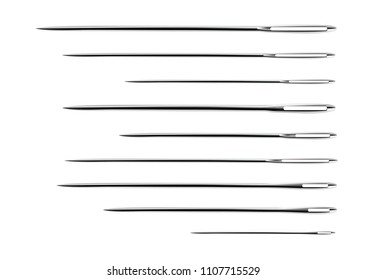 Sewing needles in a vector on a white background.Needles for sewing logo in vector.Photorealism.