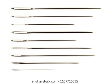 Sewing needles in a vector on a white background.Needles for sewing logo in vector.Photorealism.