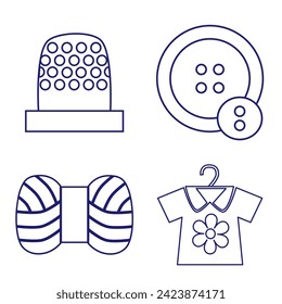 Sewing and needlework icon vector for web. Vector.  Simple icon. Eps 10. SET.