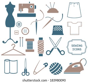 Sewing and needlework icons