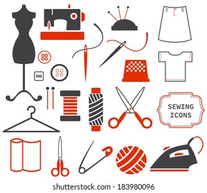 Sewing and needlework icons