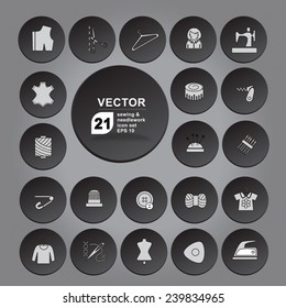 Sewing and needlework icons set vector collection for web