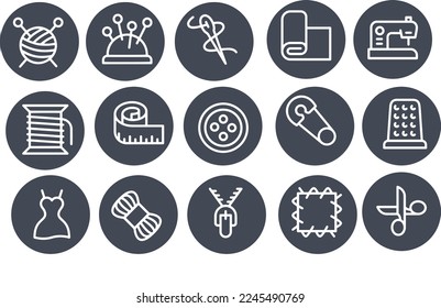 Sewing and Needlework - Line Icons vector design