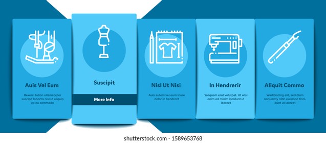 Sewing And Needlework Onboarding Mobile App Page Screen. Sewing Needle And Measure, Dummy And Bobbin, Button And Fabric Concept Illustrations