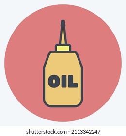 Sewing Oil Icon in trendy color mate style isolated on soft blue background