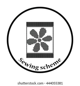 Sewing ornate scheme icon. Thin circle design. Vector illustration.