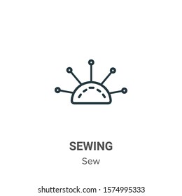 Sewing outline vector icon. Thin line black sewing icon, flat vector simple element illustration from editable sew concept isolated on white background