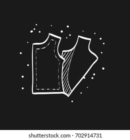 Sewing pattern icon in doodle sketch lines. Fashion tailor dressmaker industry