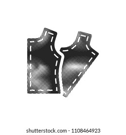 Sewing pattern icon in halftone style. Black and white monochrome vector illustration.