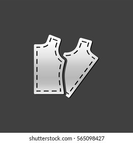 Sewing pattern icon in metallic grey color style. Fashion tailor dressmaker