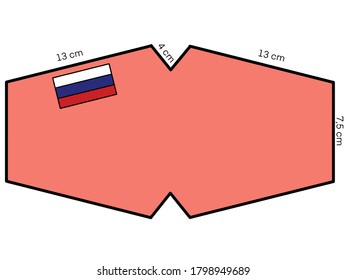 Sewing pattern of a medical face mask.Sew a mask with your own hands.Protection from coronavirus.Vector illustration.