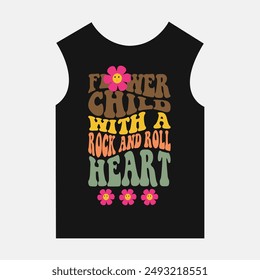 Sewing pattern with t shirt chest print design cartoon flower and  typography quotes  vector illustration ready to print